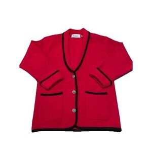 Vintage BellePointe 100% Wool Thick Red Coat Blazer CardiganSz L Classic Preppy